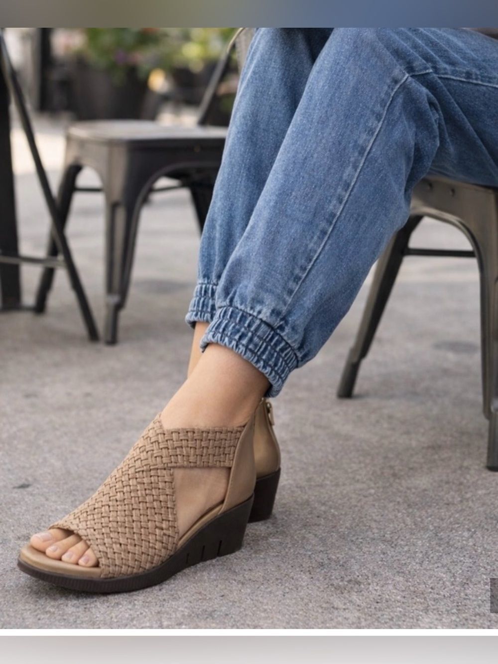 Comfortiva Alisha Wedge Sandals Woven Elastic Comfort Peep Toe Women’s 8M